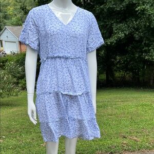 J. Crew Blue Floral Tiered Mini Dress